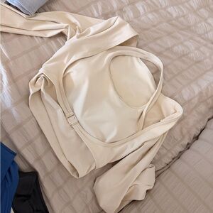 Chic Cream Long Sleeve Crop Top